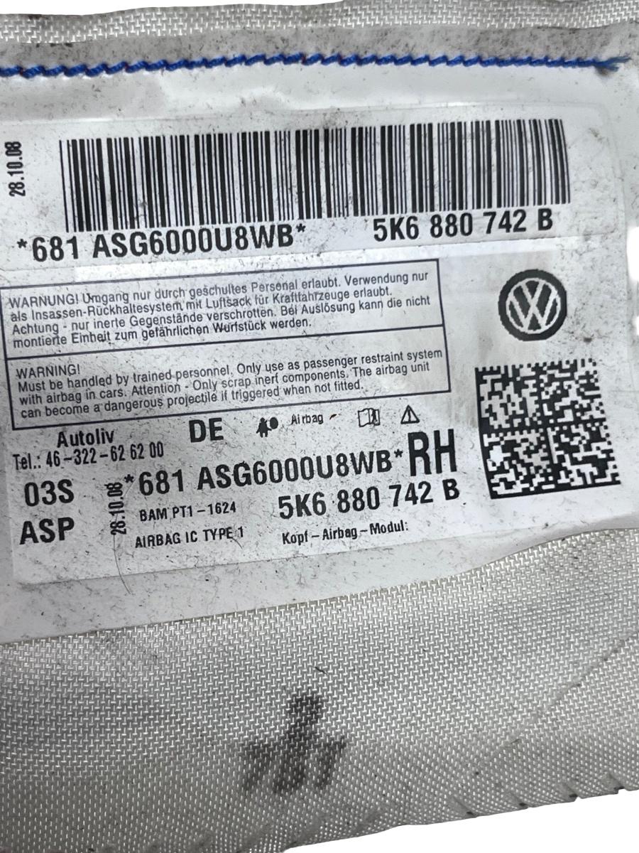 Airbag cortina dreapta VOLKSWAGEN GOLF VI SCURT 5K1_ 2008 - 2012 5K6880742B – foto 2
