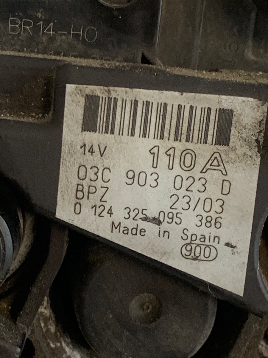 Alternator 1.6FSI VOLKSWAGEN TOURAN 1T1, 1T2 2003 - 2010, VOLKSWAGEN GOLF V 1K1 2003 - 2009, AUDI A3 II 8P1 2003 - 2013 OEM 03C903023D – foto 2
