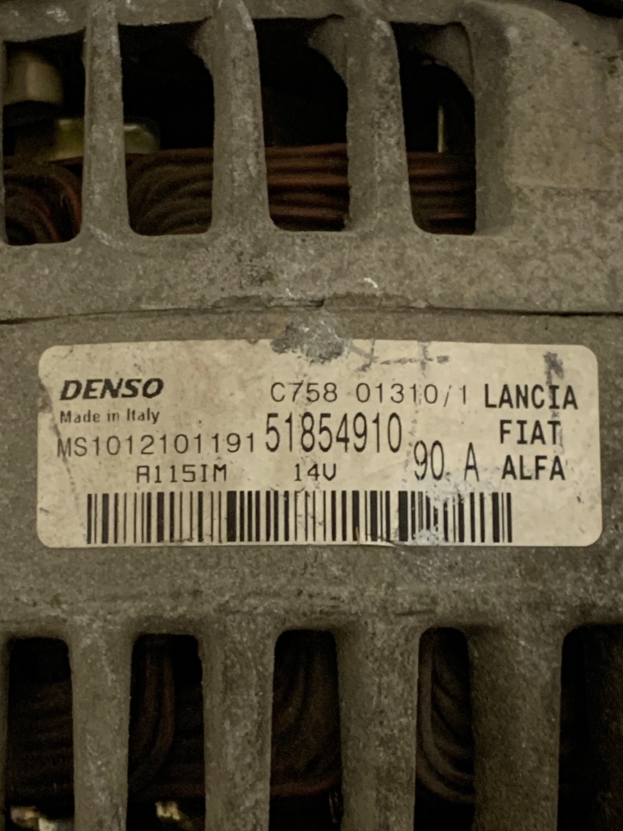 Alternator FIAT PUNTO EVO 199_ 2008 - > 1.3D  51854910  / MS1012101191 – foto 2