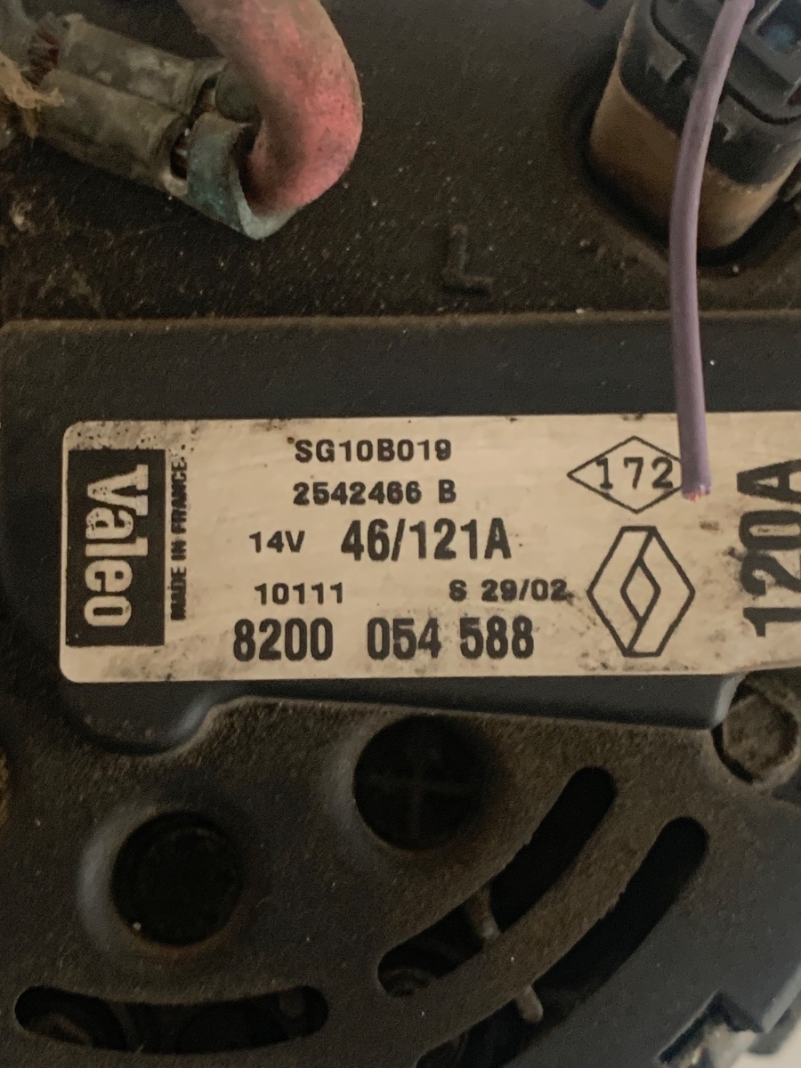 Alternator RENAULT SCENIC I JA0/1_, FA0_ 1999 - 2003 1.9 dCi F9Q 732, F9Q 733 2542466B 8200054588 – foto 4