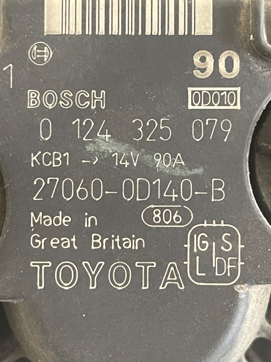 Alternator TOYOTA AVENSIS  _T25_ 2003 - 2008 1.8B 0124325079 / 27060-0D140-B – foto 2