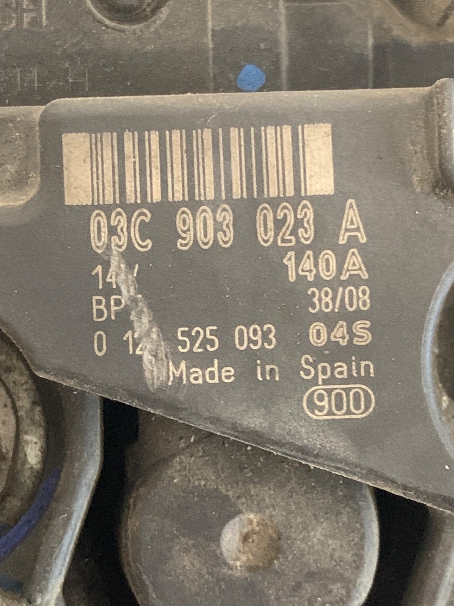 Alternator VOLKSWAGEN GOLF V 1K1 2003 - 2009 1.4 TSI BMY, VOLKSWAGEN GOLF VI 5K1 2008 - 2013 1.4 TSI CAVD, CNWA, CTHD, CTKA, VOLKSWAGEN TOURAN 1T1, 1T2 2003 - 2010 1.4 FSI BLG, CAVB 0124525093 03C903023A – foto 3