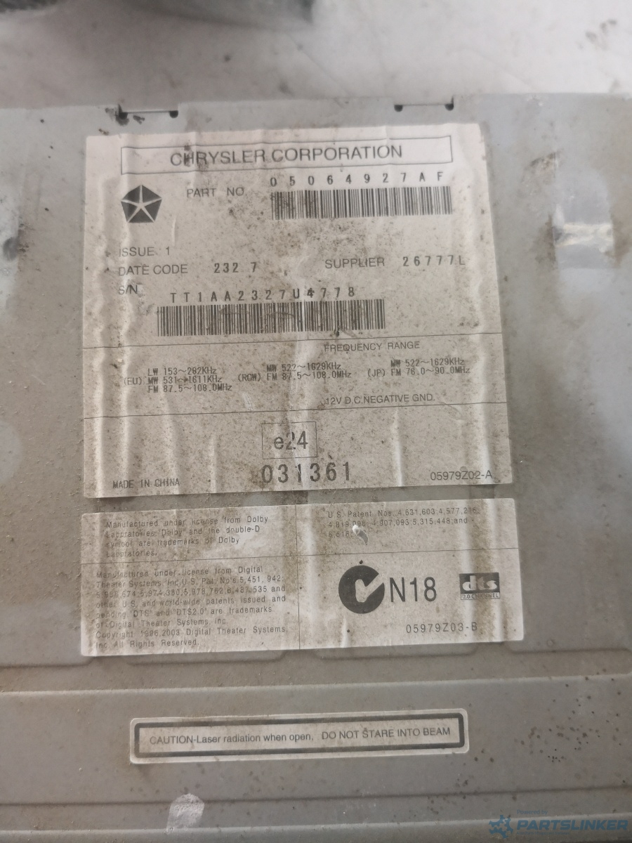 CD player auto CHRYSLER SEBRING (JS) [ 2006 - 2010 ] OEM 05979z03b – foto 3