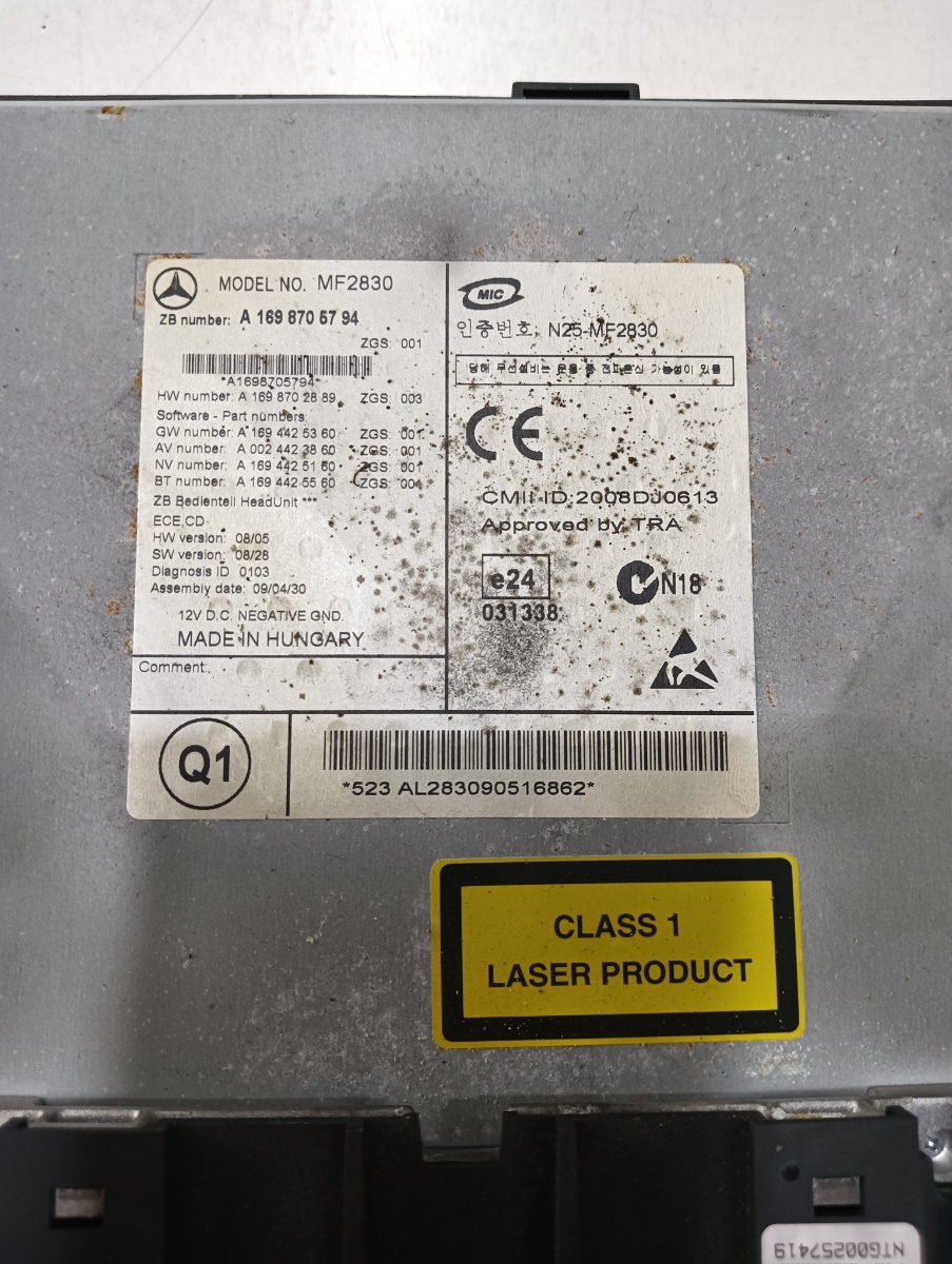 Cd player auto  MERCEDES-BENZ B-CLASS W245 2005 - 2011 A1698705794 – foto 3