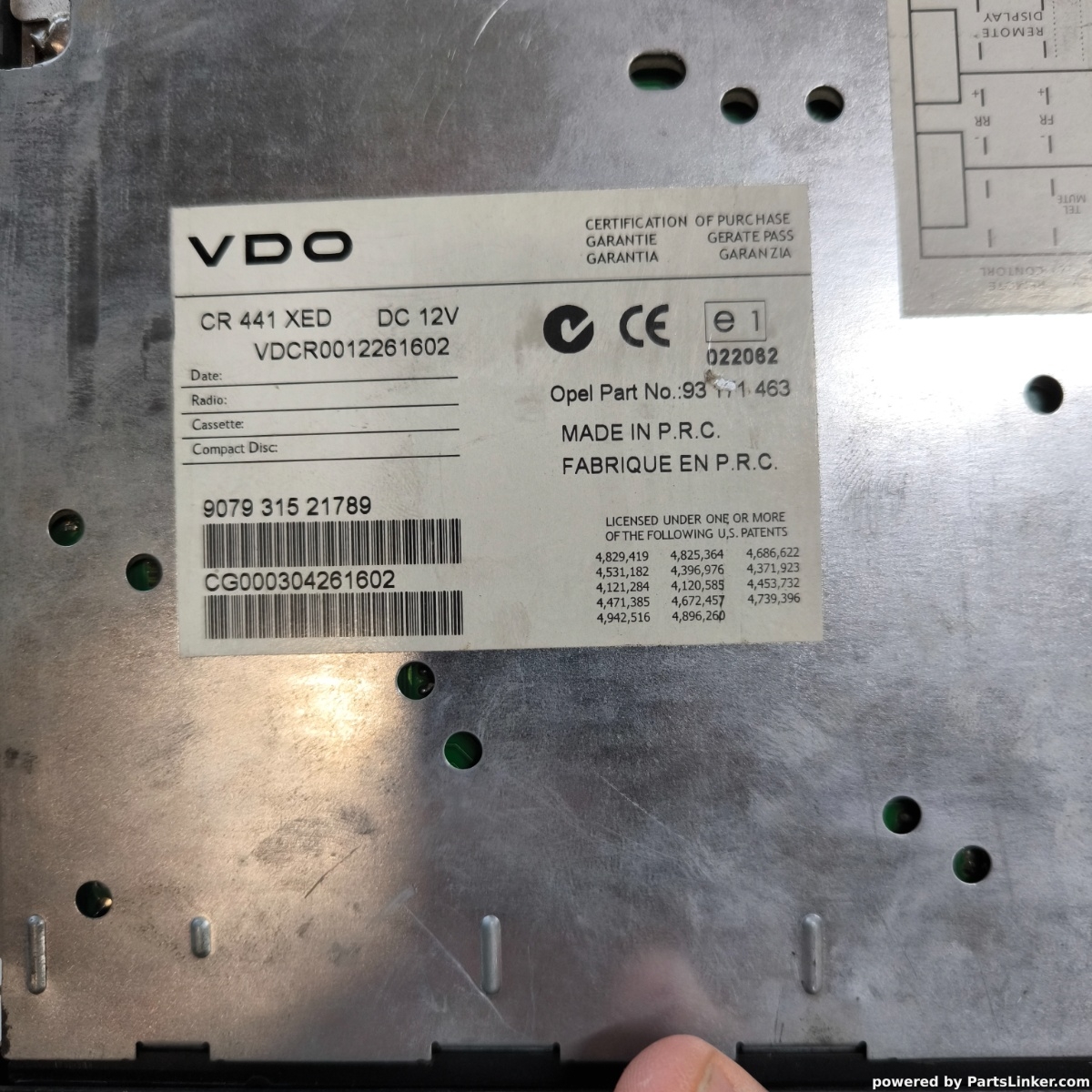 CD player auto OPEL COMBO (71_) [ 1994 - 2001 ] OEM Cr441xed – foto 2