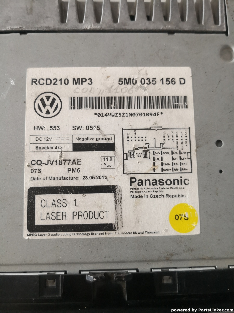 CD player auto VOLKSWAGEN GOLF V (1K1) [ 2003 - 2009 ] OEM 5m0035156d – foto 2
