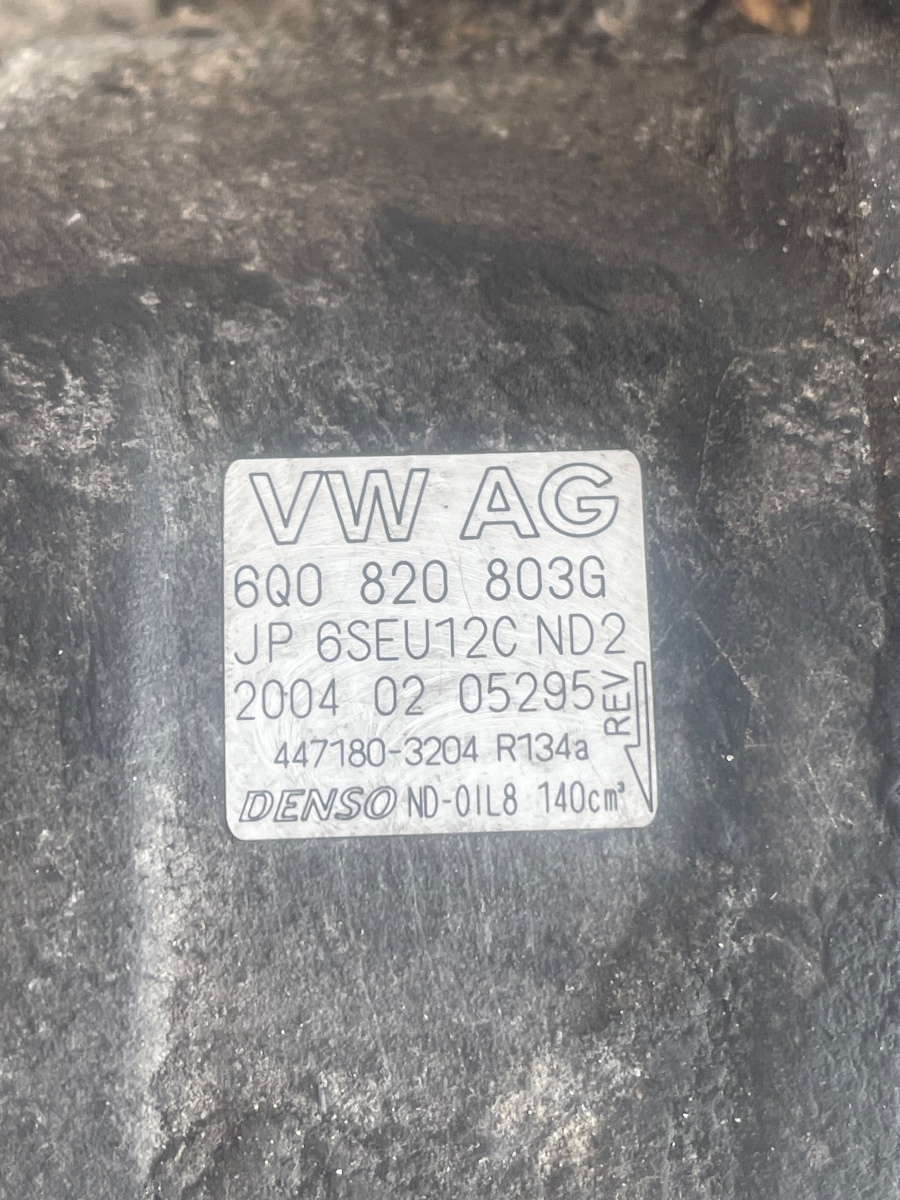 Compresor  AC VOLKSWAGEN POLO 9N_ 2001 - 2012 1.2 12V AZQ 6Q0820803G – foto 4