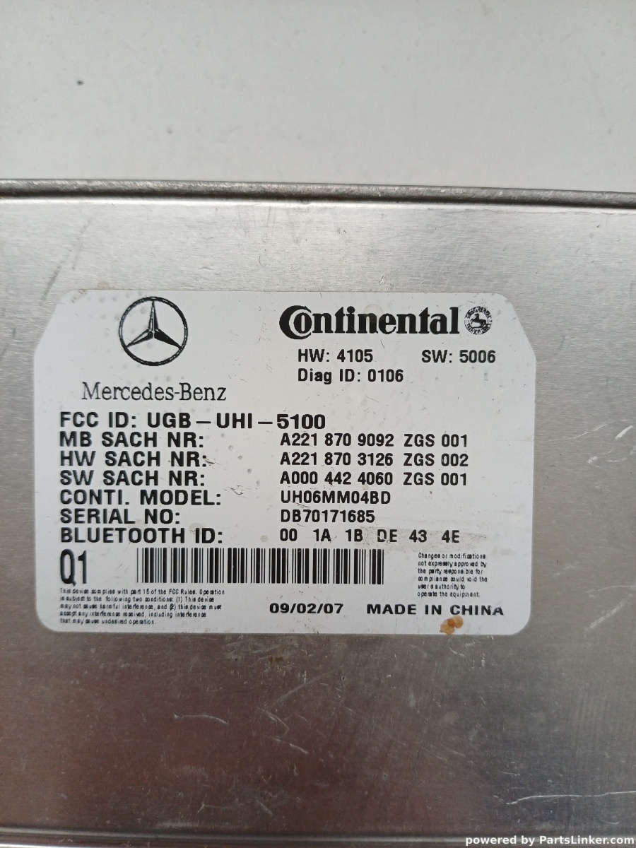 Modul control bluetooth  MERCEDES-BENZ S-CLASS II (W221, C215) [ 2005 - 2013 ] Continental OEM A2218709092 – foto 2