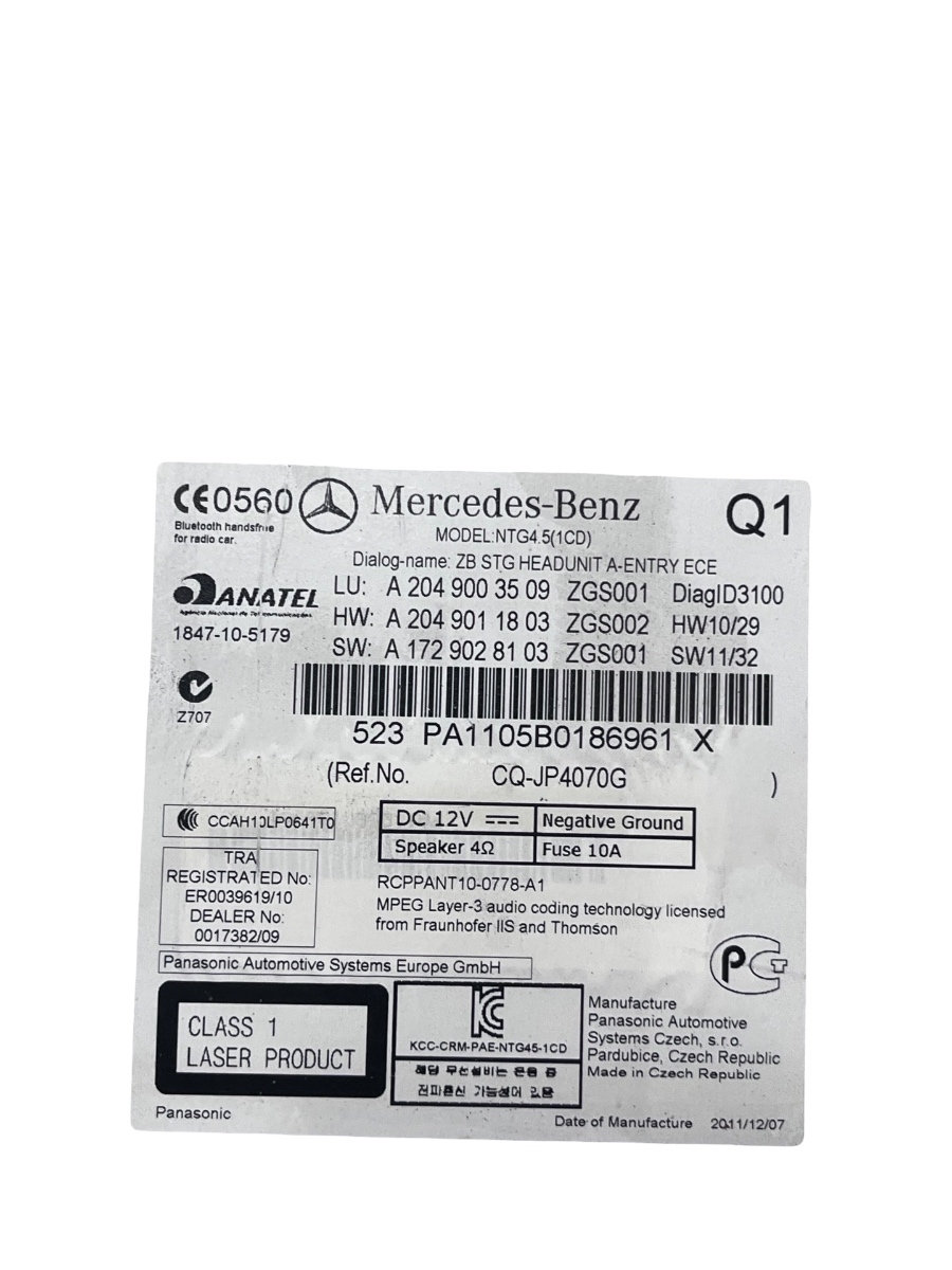 Radio cd MERCEDES-BENZ C-CLASS W204 Facelift 2007 - 2014 A2049003509 – foto 2